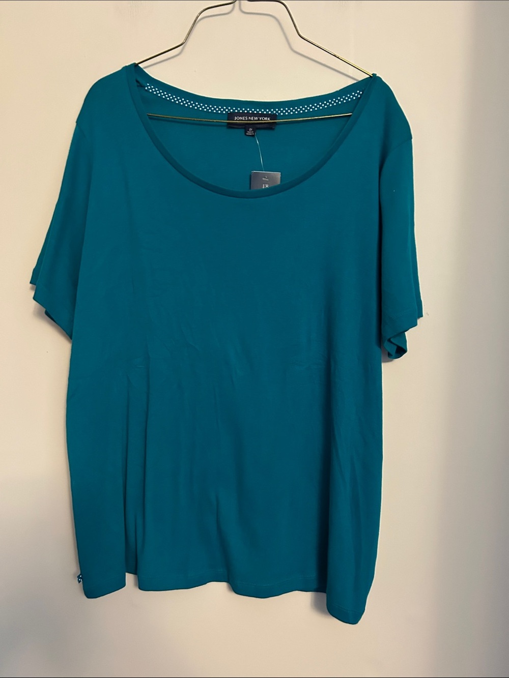 Jones New York 100% cotton teal green short sleeve t-shirt  new/tag size 2X